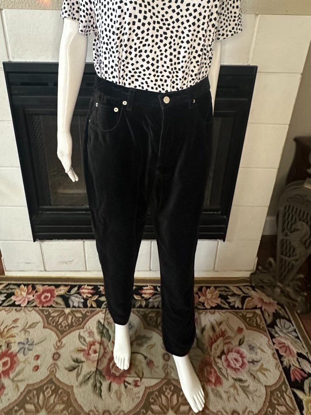 Bill Blass Jeans VTG Super Soft Womens Size 12 100% Velour Cotton Pants Black